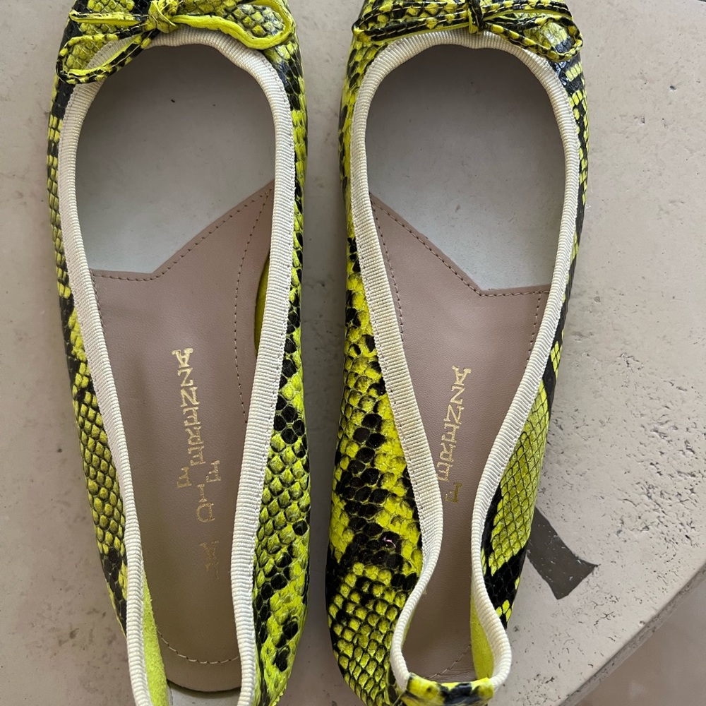Italian Shoemakers Neon Snake Print Flats